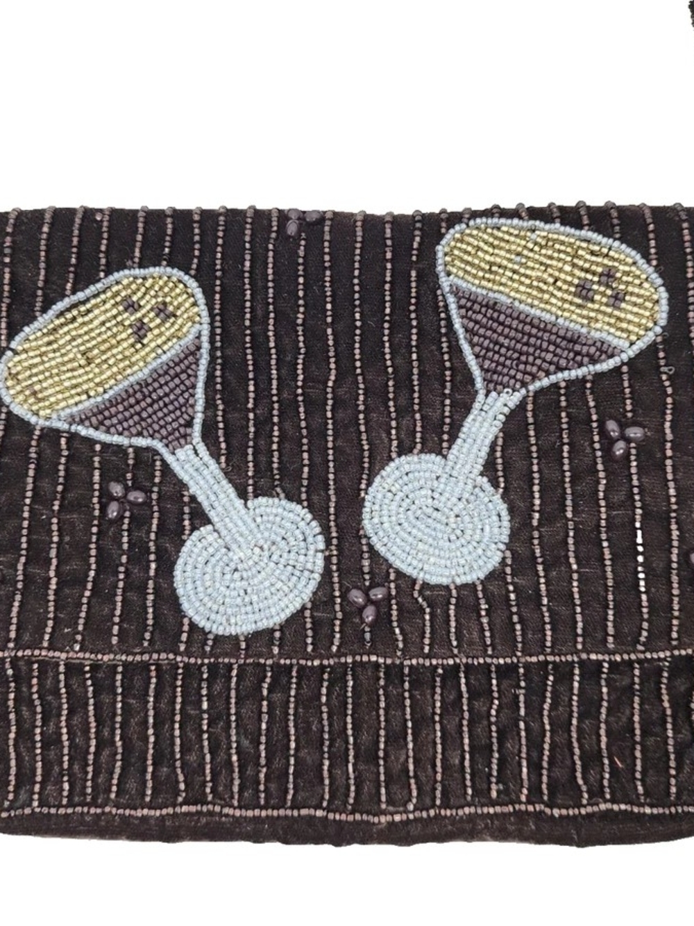 A New Day-Brown Velvet Beaded Martini Glass Shoulder Bag  - Picture 2 of 5